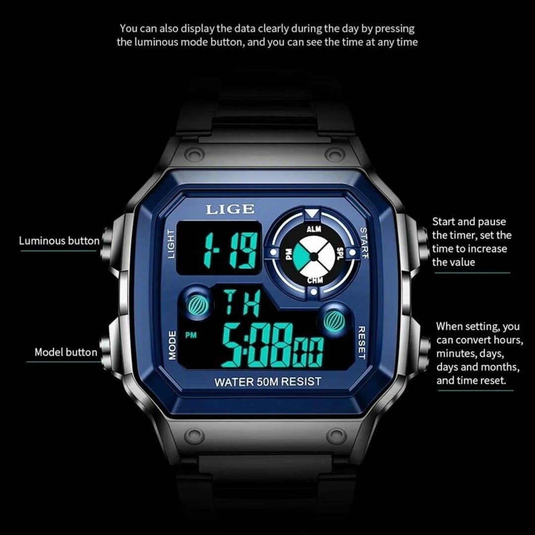 【新品】LIGE メンズデジタルミリタリーウォッチ メンズの時計(腕時計(デジタル))の商品写真