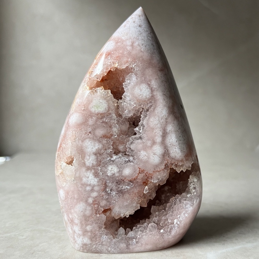 水晶ピンクアメジスト　フリーフォーム　雫　ドゥルージ　天然石