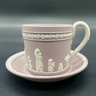 ウェッジウッド(WEDGWOOD)の大特価⭐︎ウェッジウッド　ライラック　ジャスパー 白いハンドル　カップ＆ソーサー(食器)