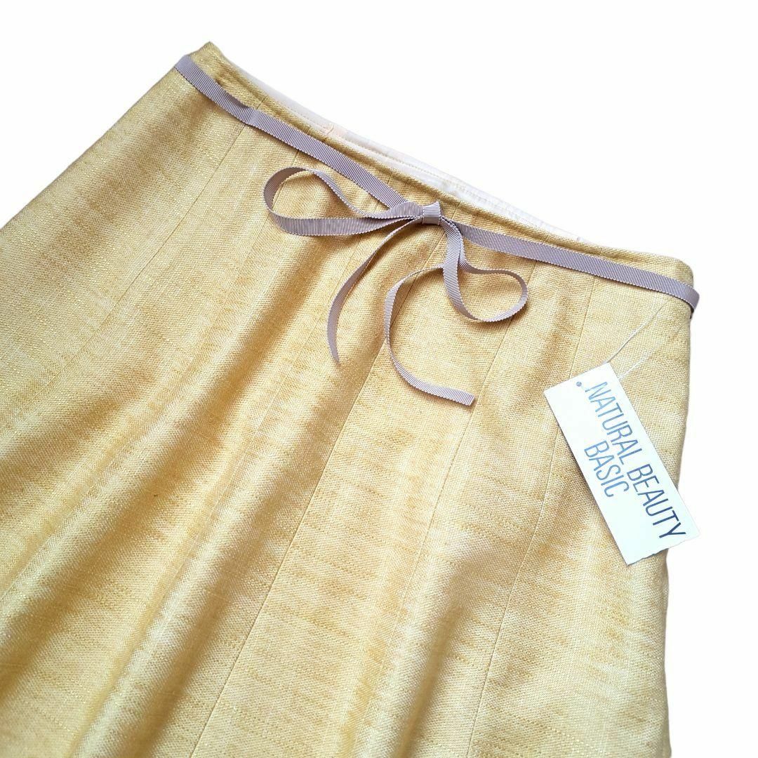 NATURAL BEAUTY BASIC(ナチュラルビューティーベーシック)の新品 ナチュラルビューティーベーシック リネンブレンド スカート イエロー S レディースのスカート(ひざ丈スカート)の商品写真