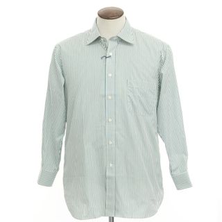 【中古】アクアスキュータム Aquascutum ストライプ ドレスシャツ ホワイトxグリーン【サイズ41-82】【メンズ】