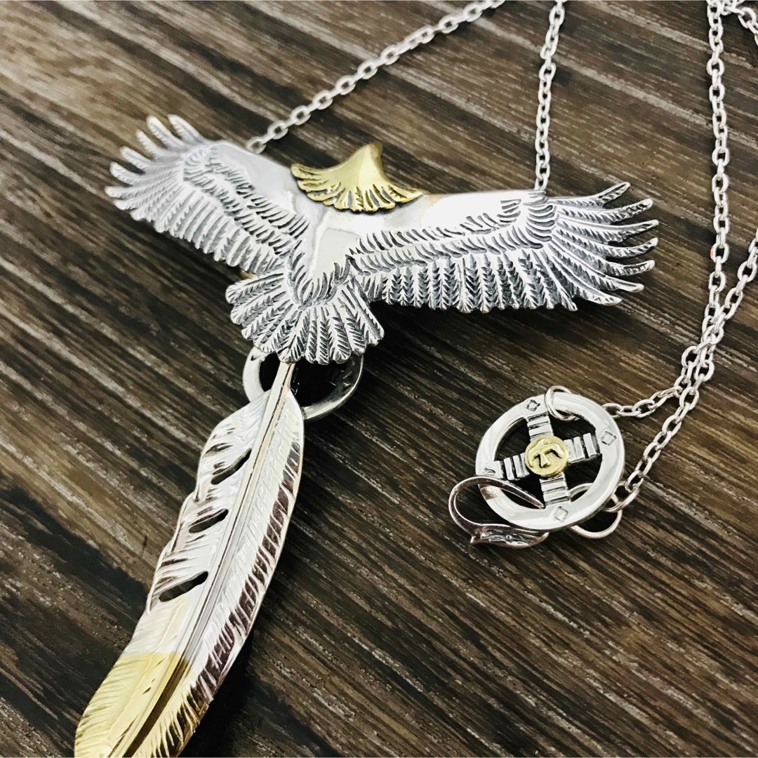 goro's - silver925 頭金イーグル 先金フェザー ネックレス goro's - silver925 頭金イーグル 先金フェザー ネックレス