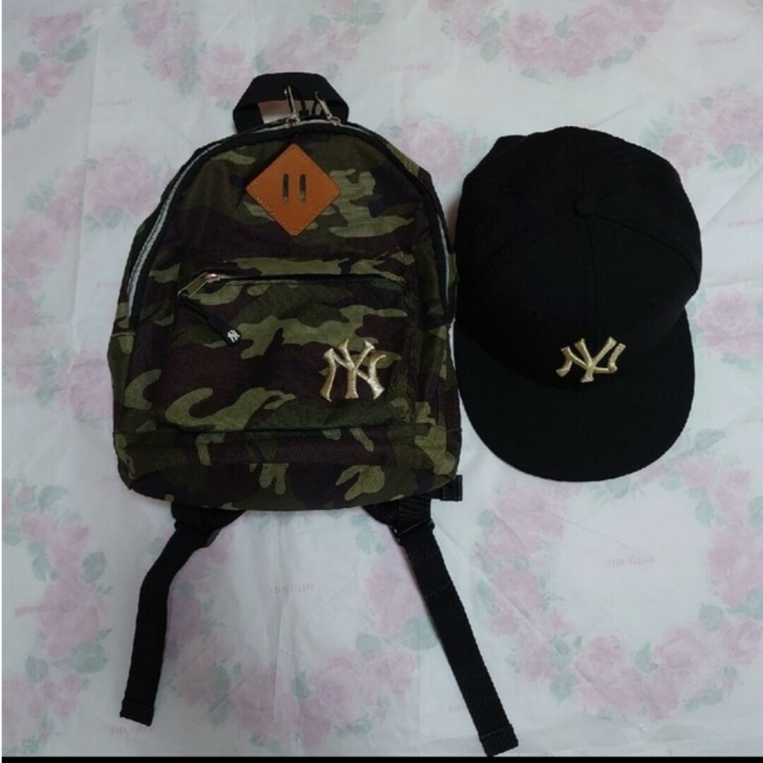 キッズ　NEW ERA　ニューヨークヤンキース　リュック&キャップ キッズ/ベビー/マタニティのこども用ファッション小物(帽子)の商品写真