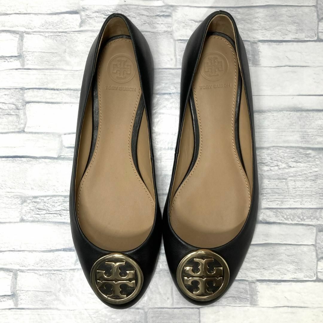 Tory Burch トリーバーチ フラット シューズ ブラック レザー 金 lhee.org