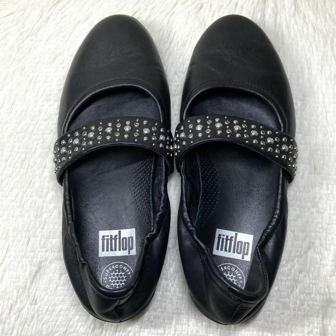 fitflop(フィットフロップ)のフィットフロップ フラットシューズ ビジュー ブラック 24.5cm レディースの靴/シューズ(バレエシューズ)の商品写真