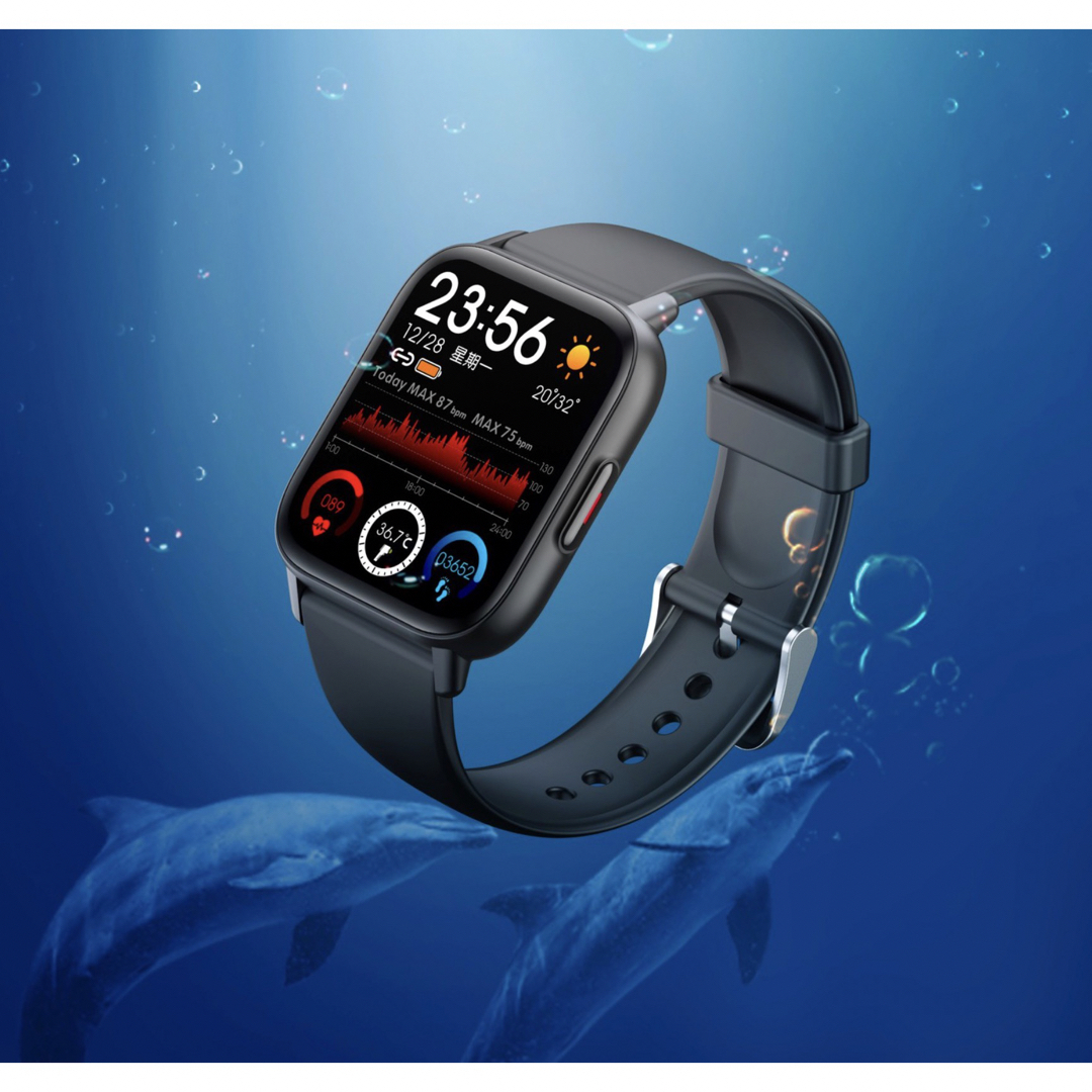 スマートウォッチ 1.69インチ 腕時計 Bluetooth5.0　ブルー