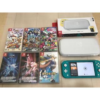 ニンテンドースイッチ(Nintendo Switch)のお得✨美品Switch Liteターコイズ本体＋ソフト6本セット✨専用ポーチ付(携帯用ゲーム機本体)
