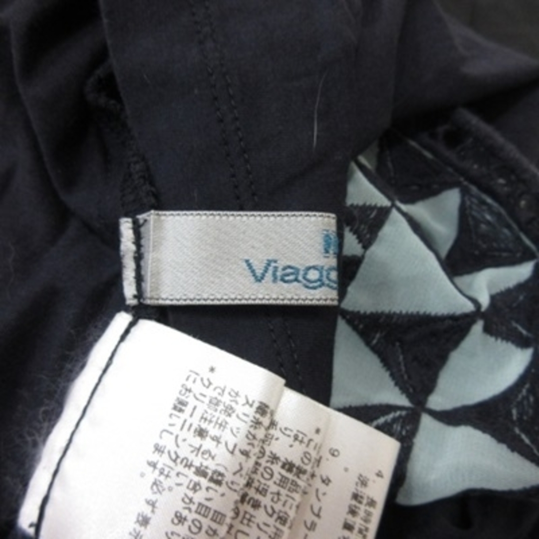 VIAGGIO BLU(ビアッジョブルー)のビアッジョブルー カットソー 半袖 切替 刺繍 2 紺 ネイビー /YI レディースのトップス(カットソー(半袖/袖なし))の商品写真