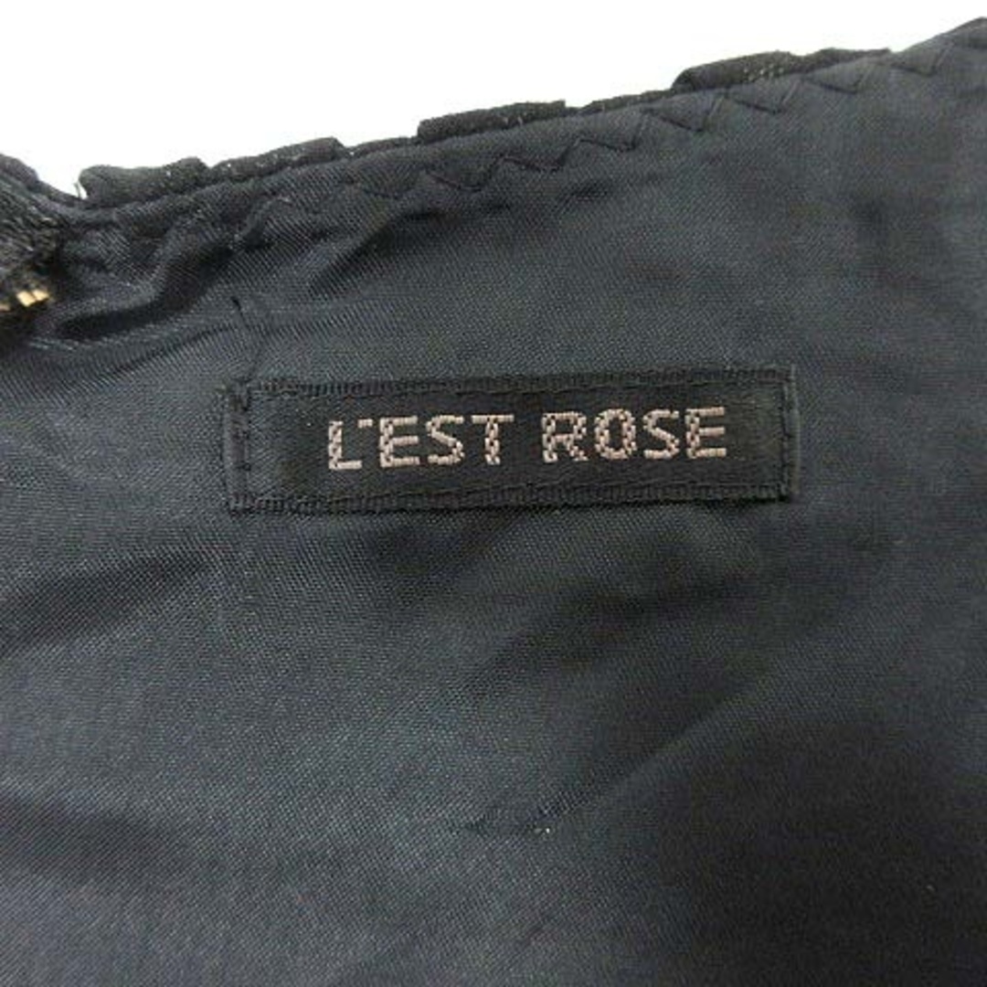 L'EST ROSE(レストローズ)のL'EST ROSE ワンピース ひざ丈 シフォン パフスリーブ 半袖 2 黒 レディースのワンピース(ひざ丈ワンピース)の商品写真