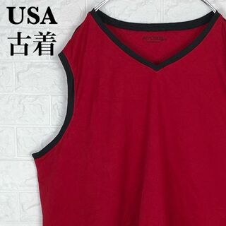 USA古着 ビッグシルエット タンクトップ ワンポイントロゴ バスケットボール(Tシャツ/カットソー(半袖/袖なし))