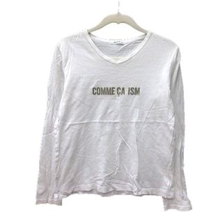 コムサイズム(COMME CA ISM)のコムサイズム カットソー Tシャツ Vネック プリント 長袖 M 白 ■MO(Tシャツ(長袖/七分))