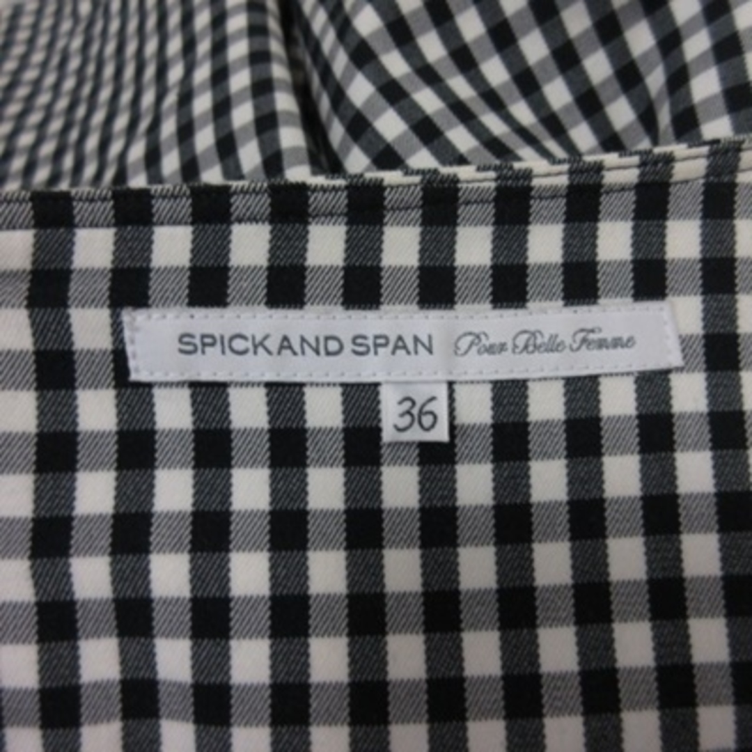 Spick & Span(スピックアンドスパン)のスピック&スパン ミニスカート フレア ギャザー ギンガムチェック 36 黒 白 レディースのスカート(ミニスカート)の商品写真