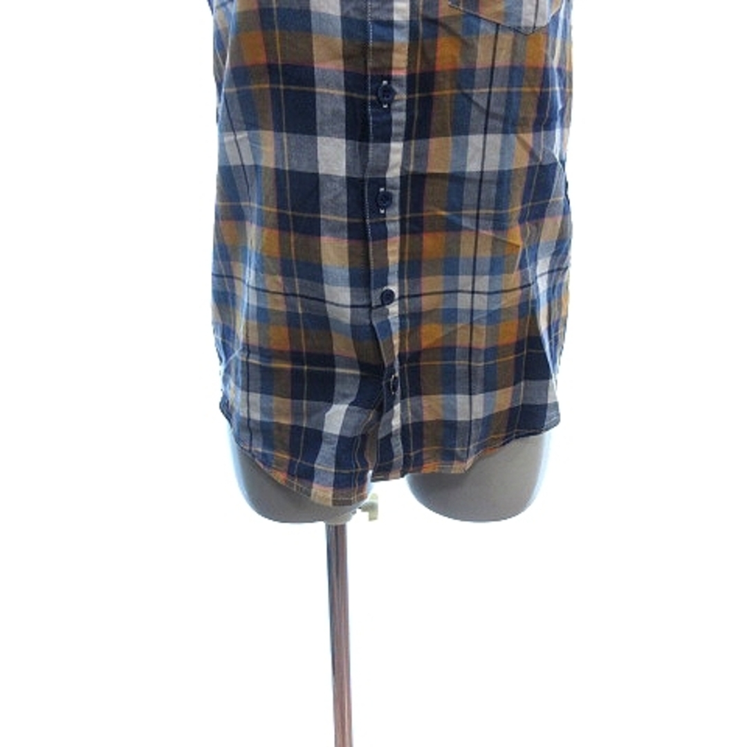 RODEO CROWNS(ロデオクラウンズ)のロデオクラウンズ ボタンダウンシャツ ブラウス チェック 半袖 1 紺 ネイビー レディースのトップス(シャツ/ブラウス(半袖/袖なし))の商品写真