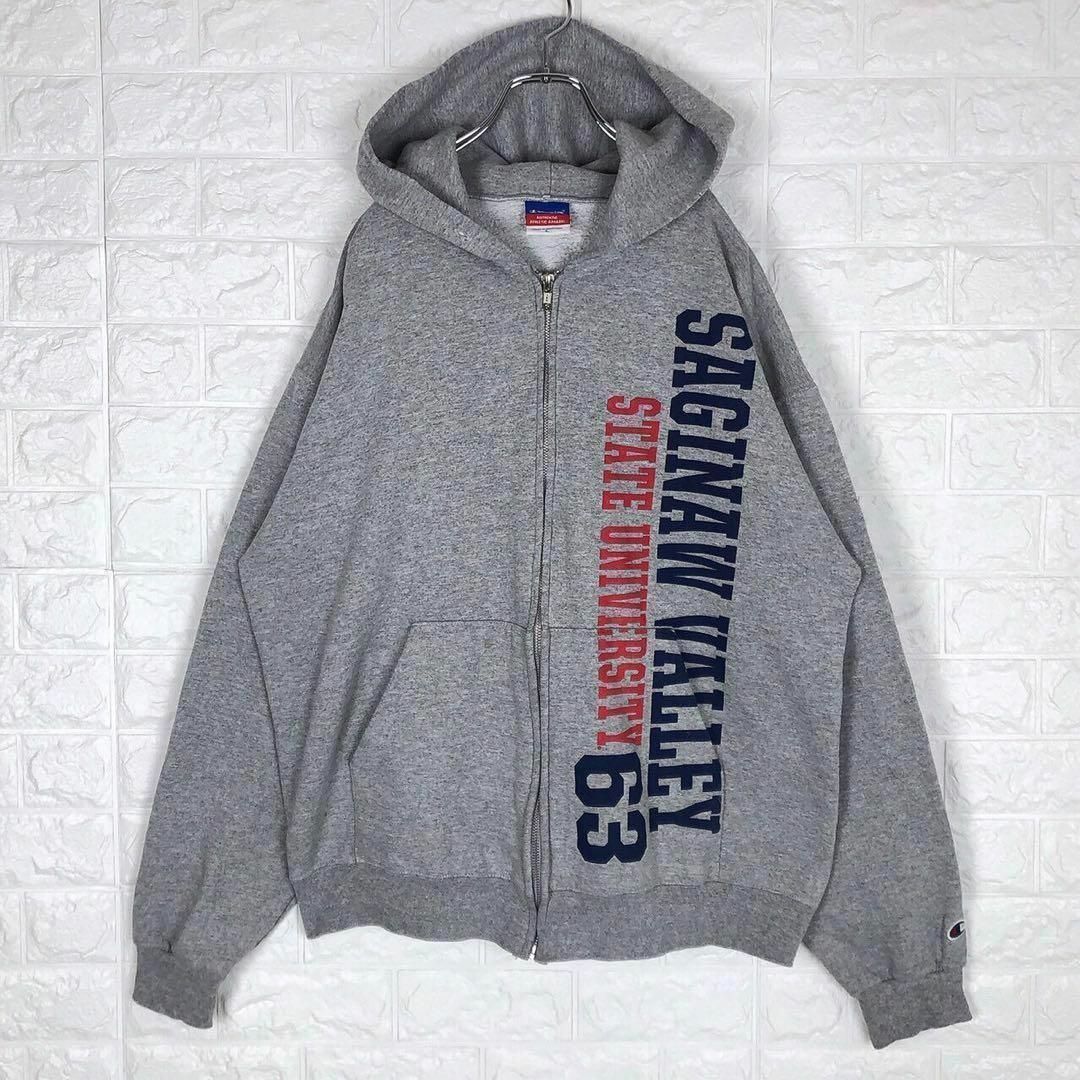 Champion(チャンピオン)のチャンピオン ビッグサイズ フルジップパーカー カレッジロゴ スウェット 刺繍 メンズのトップス(パーカー)の商品写真