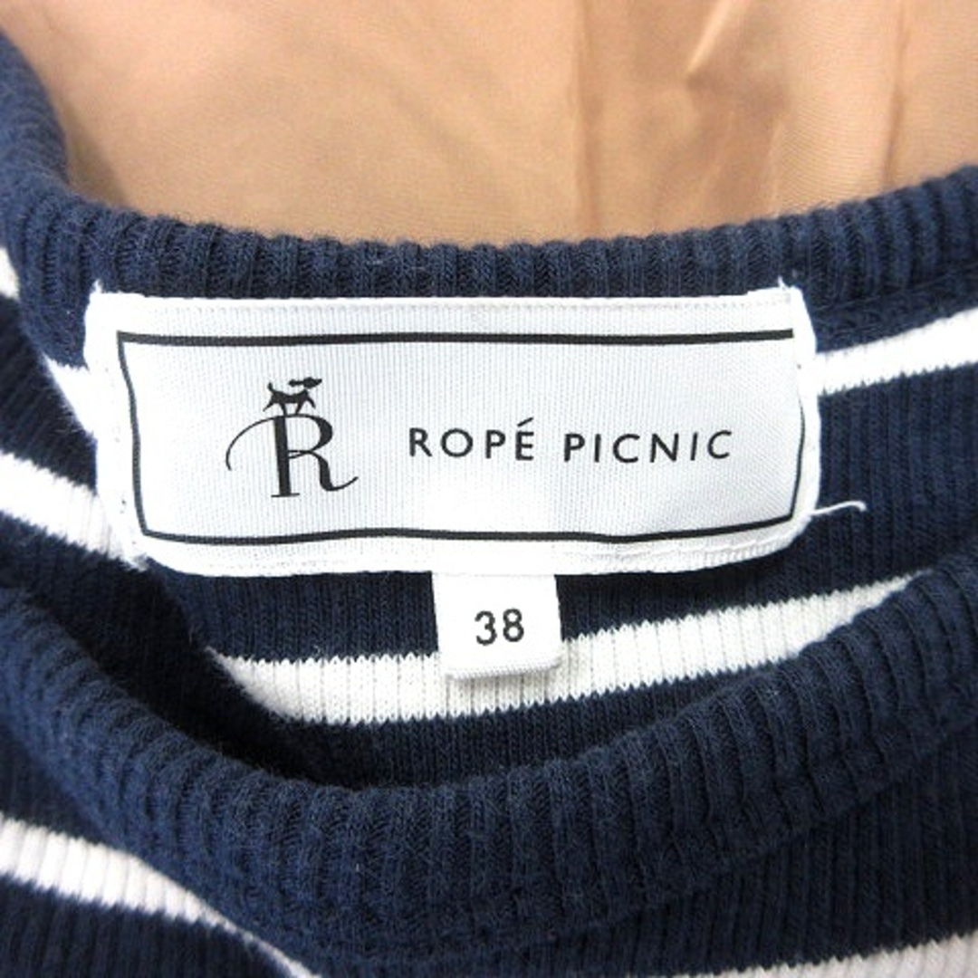 Rope' Picnic(ロペピクニック)のロペピクニック ドッキングワンピース ミニ ニット ボーダー 半袖 38 紺 レディースのワンピース(ミニワンピース)の商品写真
