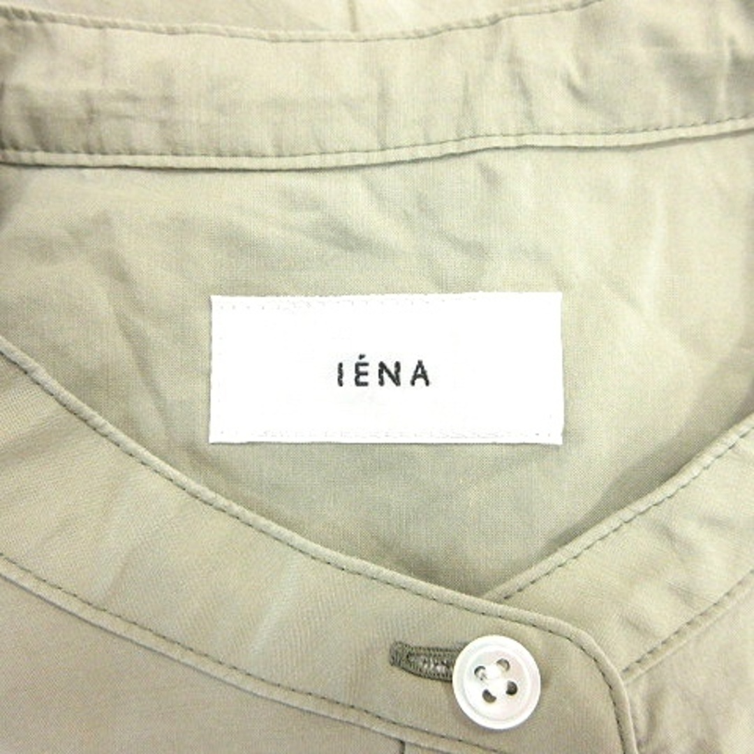 IENA(イエナ)のイエナ シャツワンピース ロング ノーカラー フレンチスリーブ 38 カーキ 緑 レディースのワンピース(ロングワンピース/マキシワンピース)の商品写真