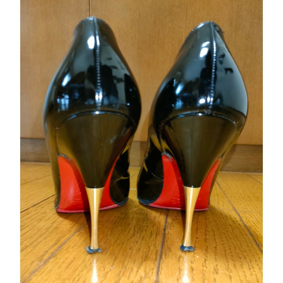 美品 クリスチャンルブタン ピンヒールパンプス エナメルブラック 37