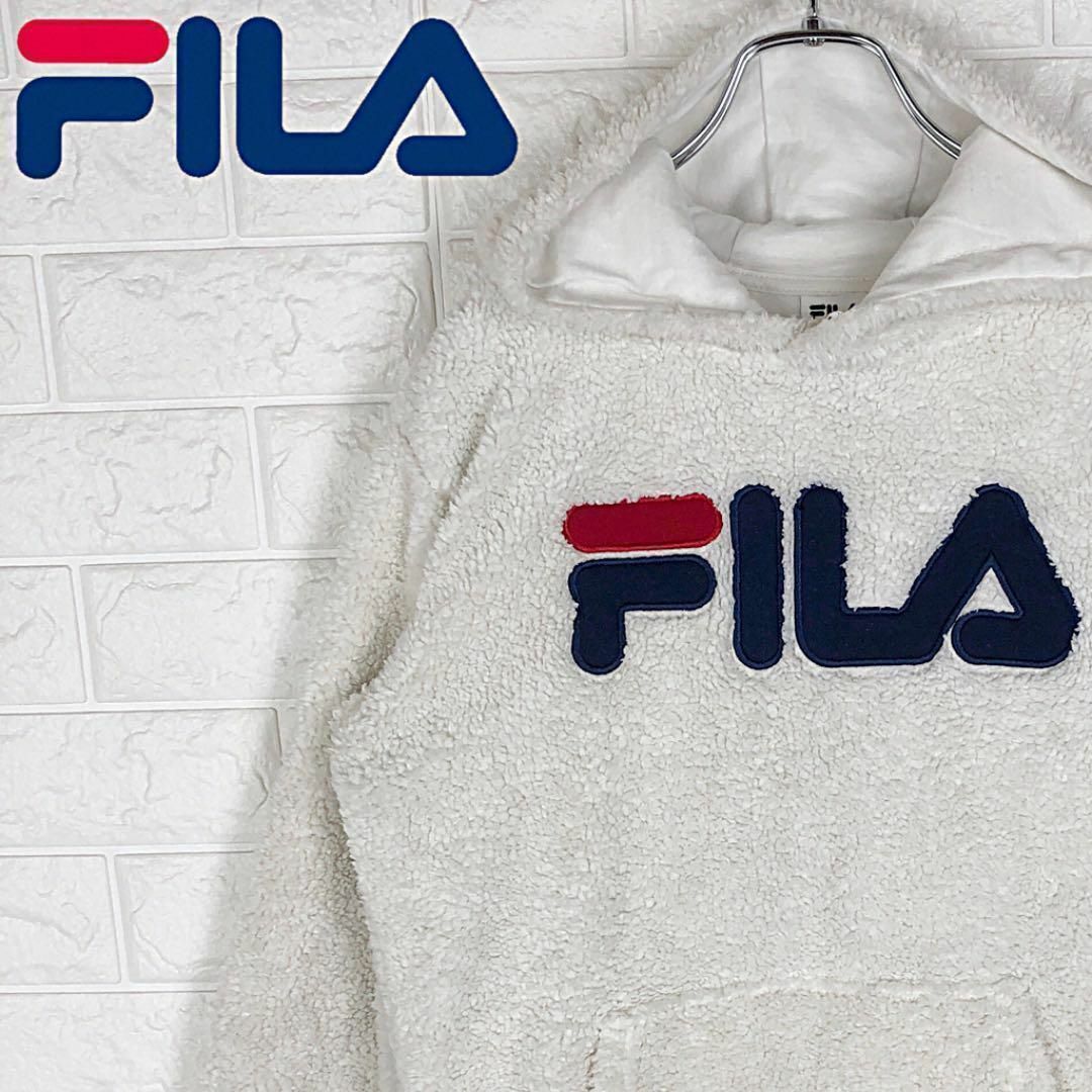 FILA(フィラ)のフィラ デカロゴ ボアパーカー ワンポイントロゴ ゆるだぼ 90s フリース レディースのトップス(パーカー)の商品写真