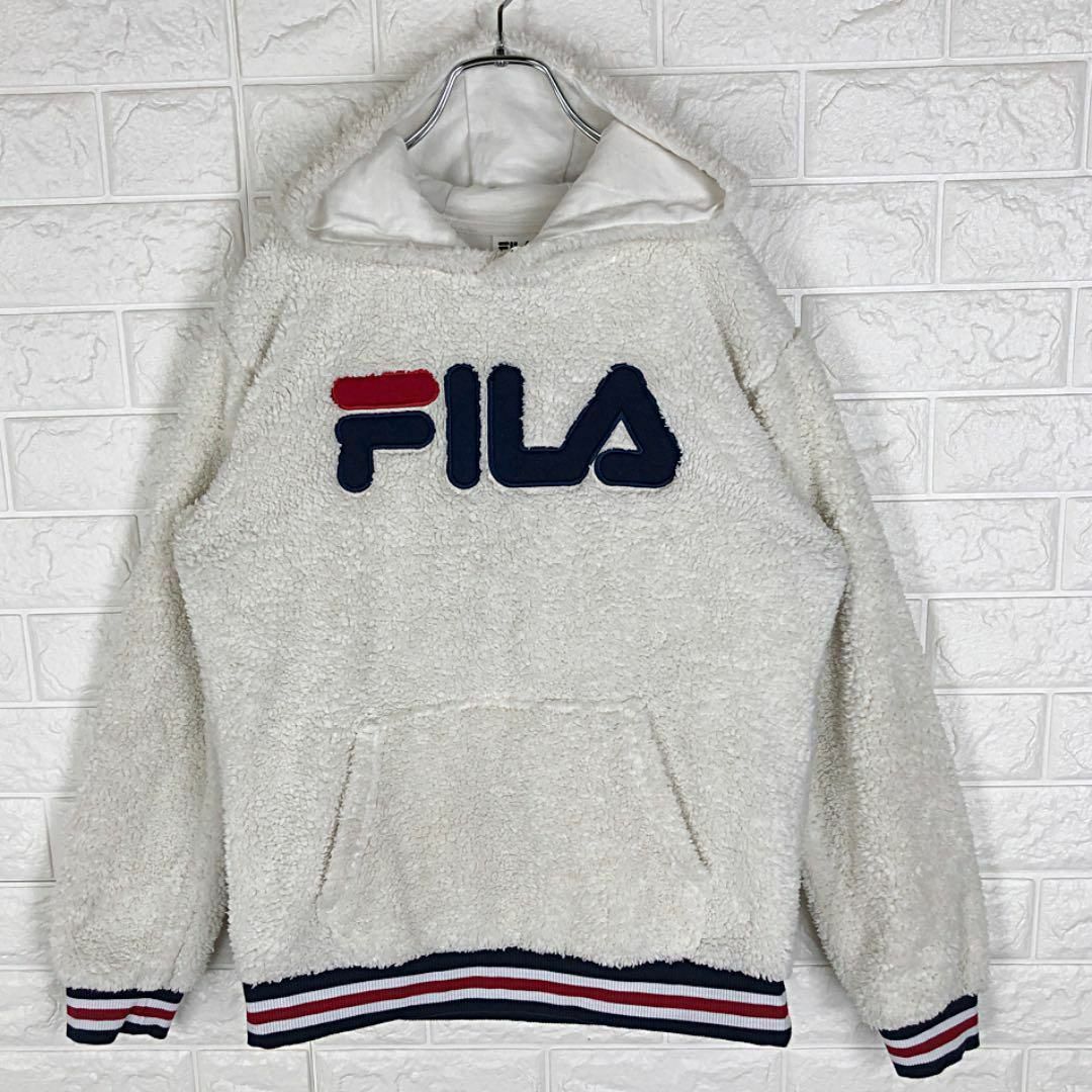 FILA(フィラ)のフィラ デカロゴ ボアパーカー ワンポイントロゴ ゆるだぼ 90s フリース レディースのトップス(パーカー)の商品写真