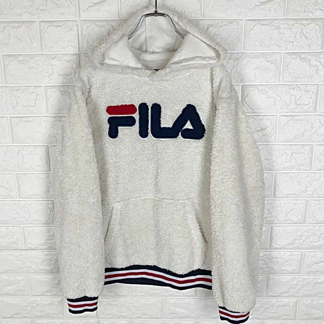 FILA(フィラ)のフィラ デカロゴ ボアパーカー ワンポイントロゴ ゆるだぼ 90s フリース レディースのトップス(パーカー)の商品写真