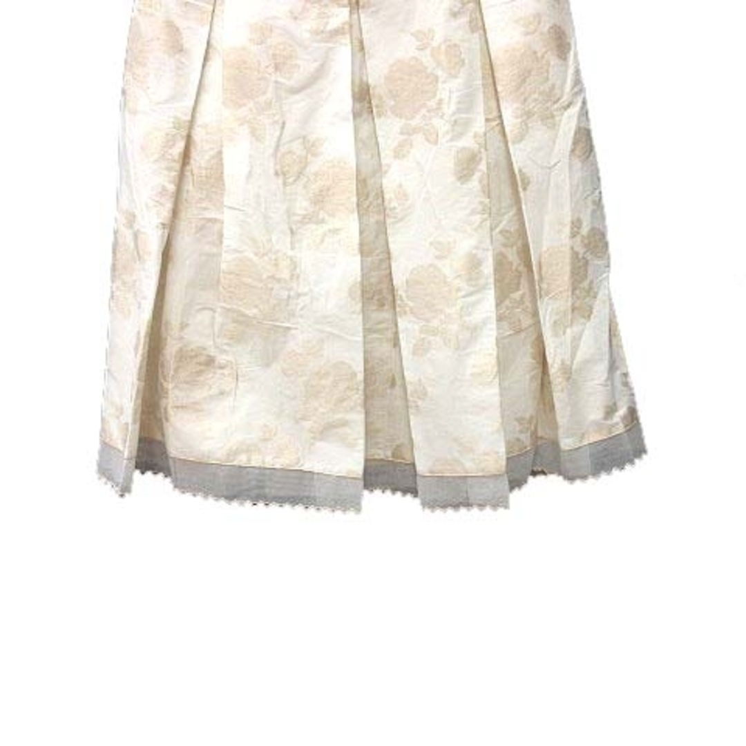 Harrods(ハロッズ)のHarrods プリーツスカート ひざ丈 花柄 1 白 ホワイト ベージュ レディースのスカート(ひざ丈スカート)の商品写真