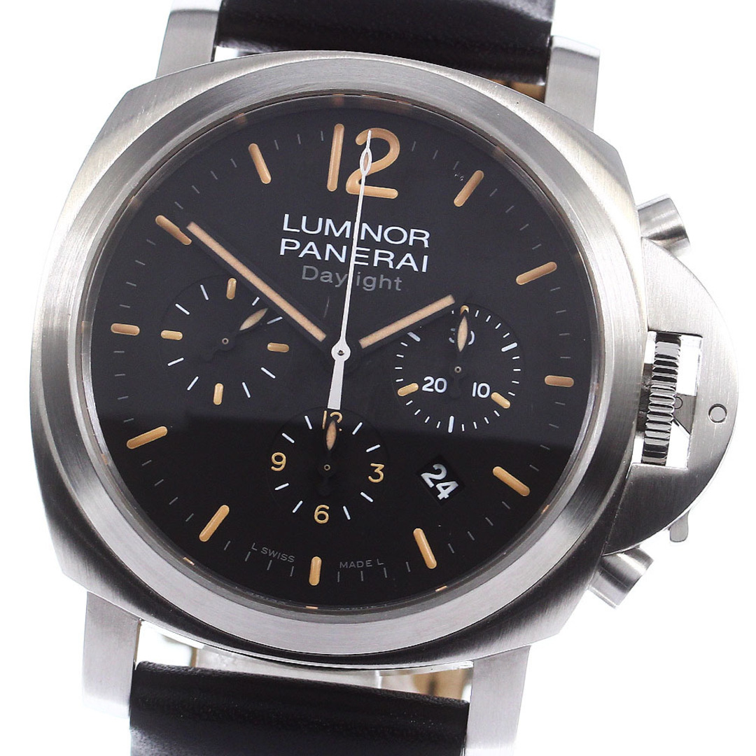 約43mmベルトサイズパネライ PANERAI PAM00356 ルミノール デイライト クロノグラフ 自動巻き メンズ 良品 _757059【ev10】