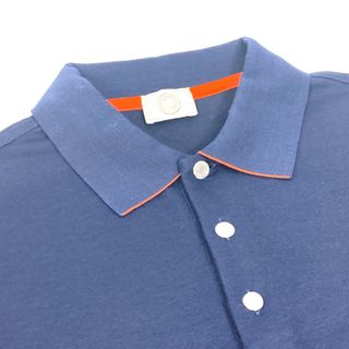 エルメス HERMES ドゥブル ジュー セリエ 襟付き バイカラー 半袖 Tシャツ トップス アパレル ポロシャツ コットン ネイビー 未使用