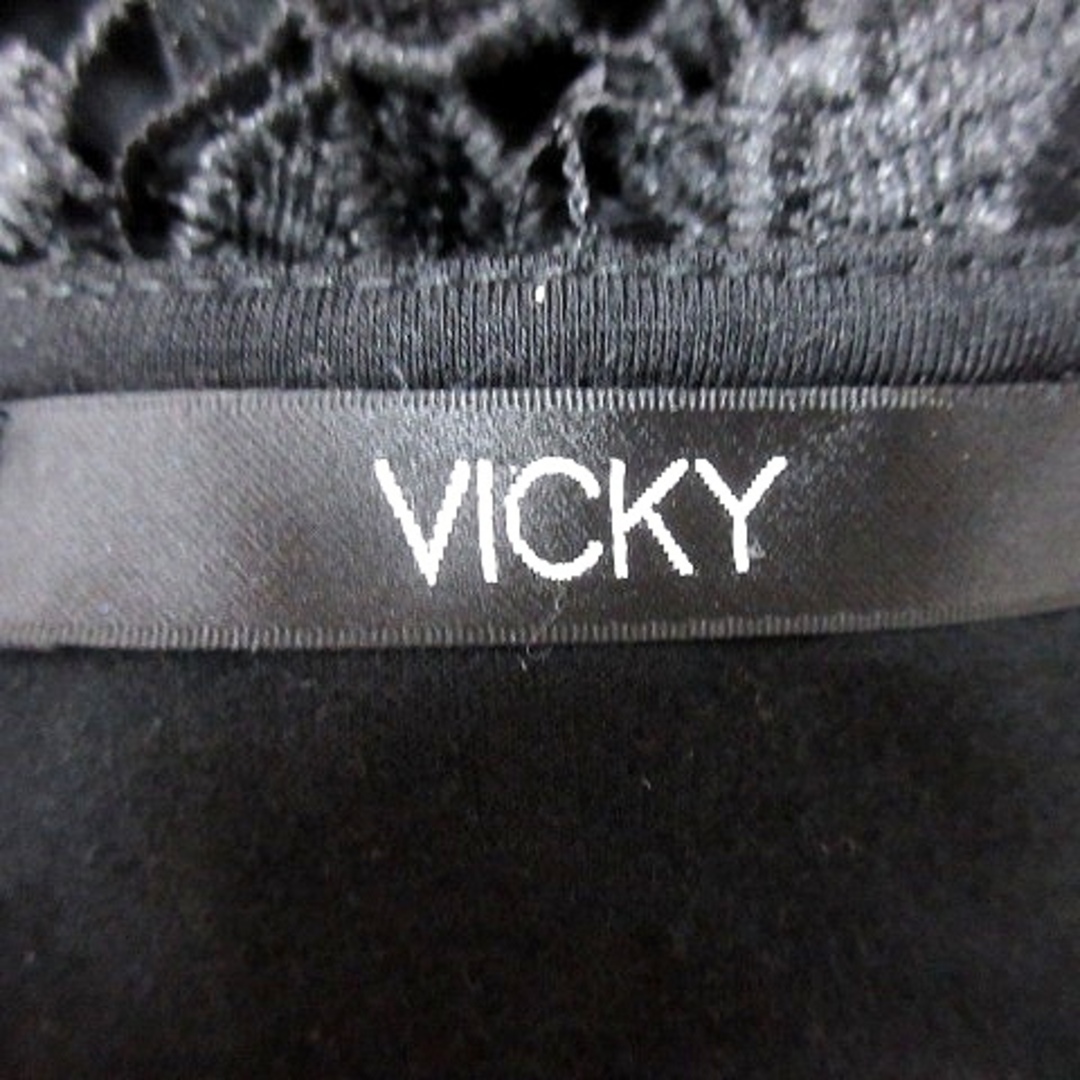 VICKY(ビッキー)のビッキー VICKY ワンピース タイト ひざ丈 ノースリーブ 総柄 2 黒 レディースのワンピース(ひざ丈ワンピース)の商品写真