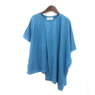 アズールバイマウジー(AZUL by moussy)のアズールバイマウジー カットソー 半袖 アシンメトリー S 青 ■MO(カットソー(半袖/袖なし))