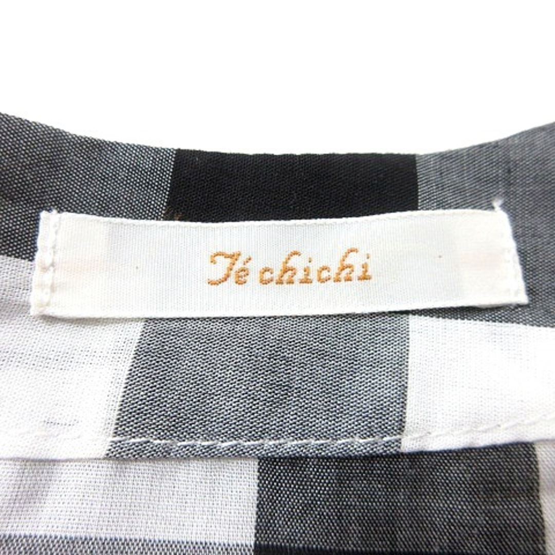 Techichi(テチチ)のテチチ ブラウス ギンガムチェック フレンチスリーブ M 白 黒 ■MO レディースのトップス(シャツ/ブラウス(半袖/袖なし))の商品写真