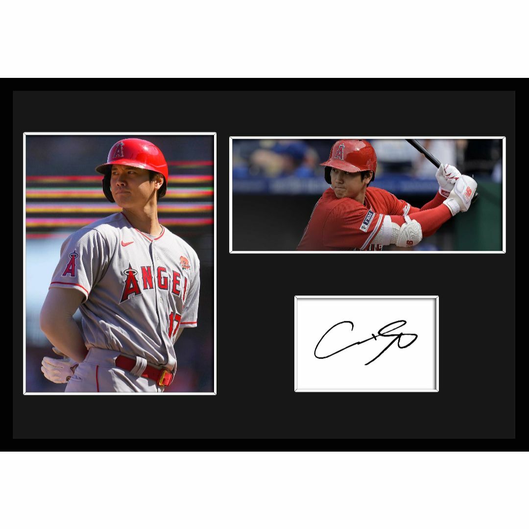 MLB ロサンゼルス・エンゼルス 大谷翔平  サインプリント証明書付フレーム3c スポーツ/アウトドアの野球(記念品/関連グッズ)の商品写真