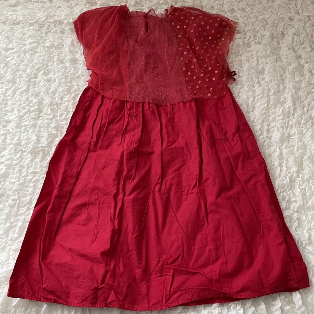 MARKEY'S(マーキーズ)のマーキーズ　赤ワンピース　130   レース キッズ/ベビー/マタニティのキッズ服女の子用(90cm~)(ワンピース)の商品写真