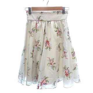 ジルバイジルスチュアート(JILL by JILLSTUART)のジルバイジルスチュアート フレアスカート ひざ丈 花柄 M ベージュ /AU(ひざ丈ワンピース)