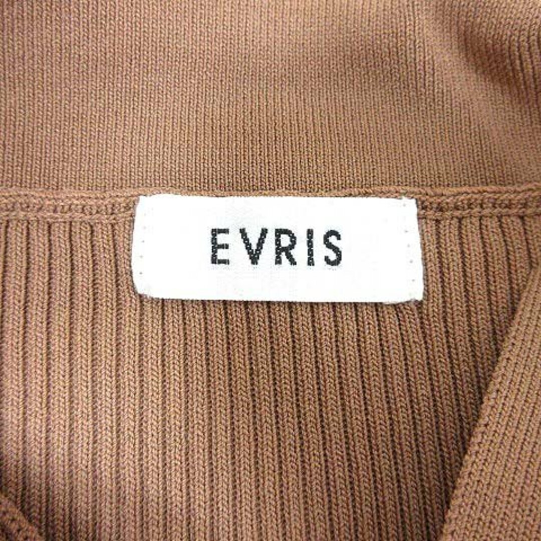 EVRIS(エヴリス)のEVRIS カーディガン ニット ステンカラー 五分袖 F 茶 ブラウン /YK レディースのトップス(カーディガン)の商品写真