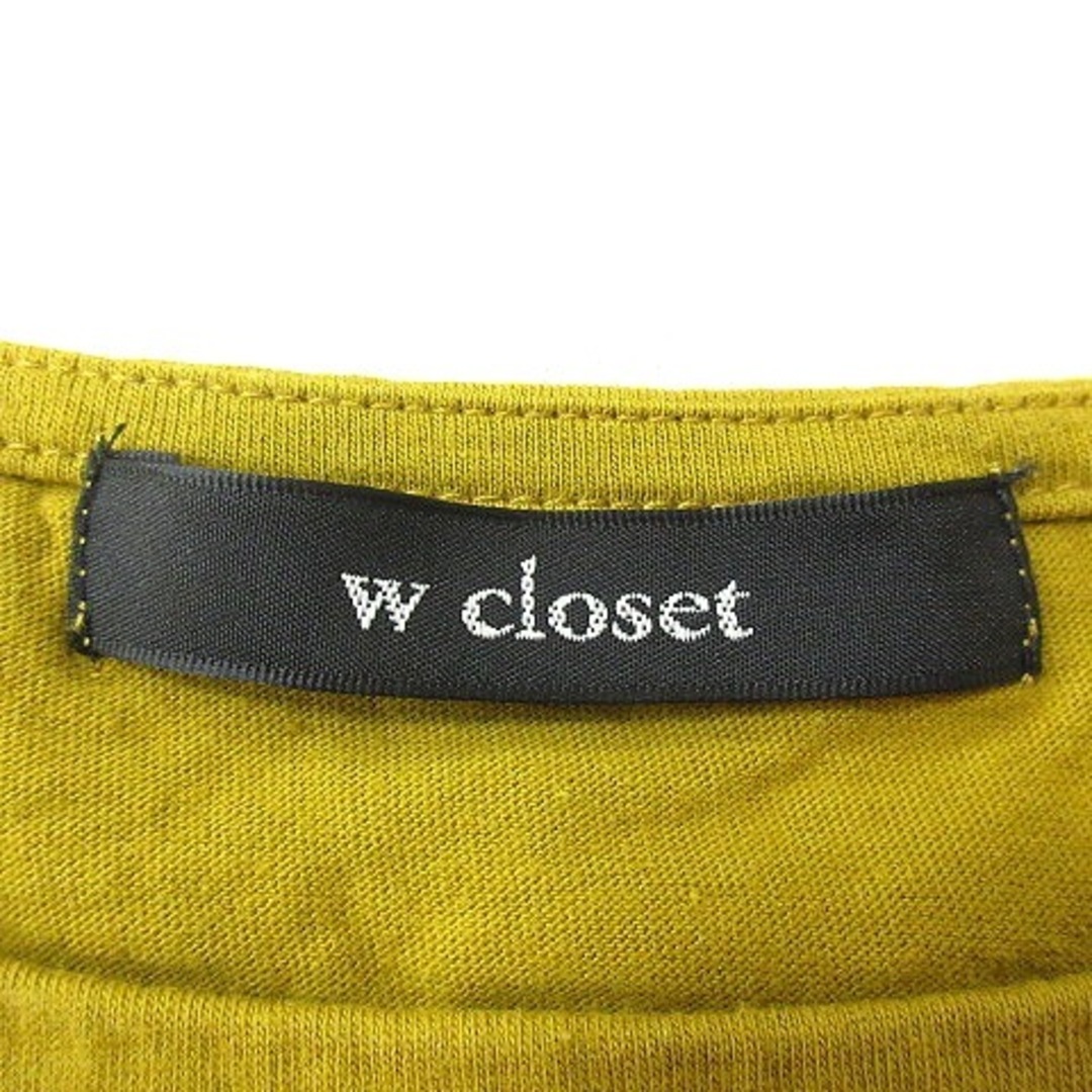 w closet(ダブルクローゼット)のダブルクローゼット カットソー クルーネック 半袖 切替 F 黄色 ■MO レディースのトップス(シャツ/ブラウス(半袖/袖なし))の商品写真