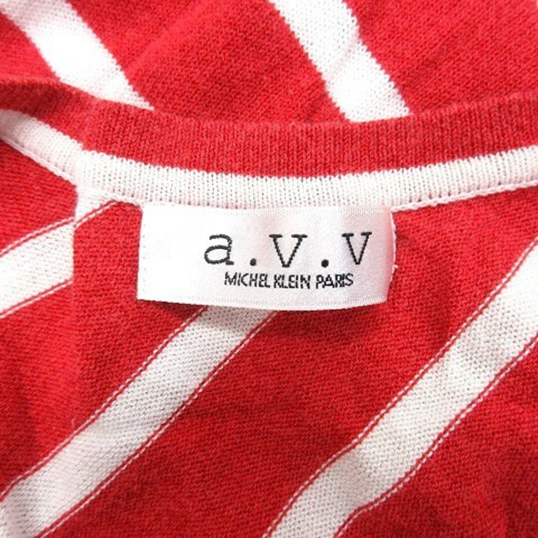 a.v.v(アーヴェヴェ)のアー・ヴェ･ヴェ ミッシェルクラン ニットセーター ストライプ ノースリーブ 赤 レディースのトップス(ニット/セーター)の商品写真