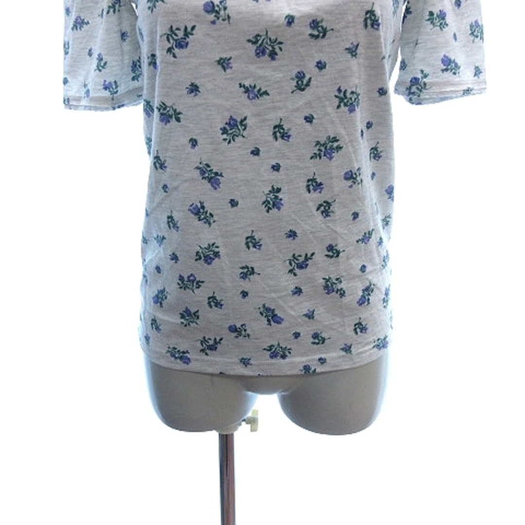 3can4on(サンカンシオン)のサンカンシオン カットソー Tシャツ Uネック 花柄 半袖 2 グレー /AU レディースのトップス(Tシャツ(半袖/袖なし))の商品写真