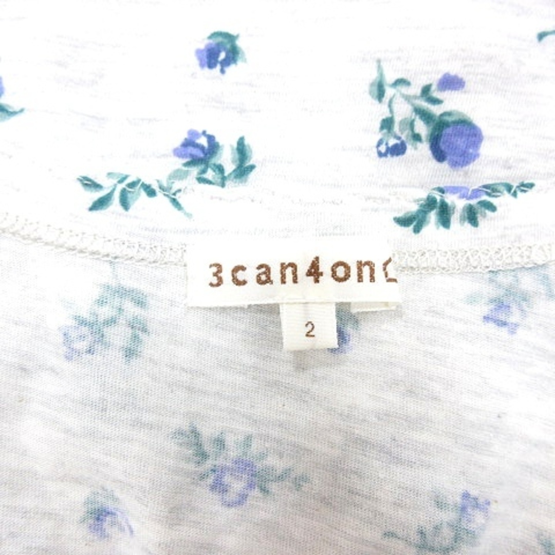 3can4on(サンカンシオン)のサンカンシオン カットソー Tシャツ Uネック 花柄 半袖 2 グレー /AU レディースのトップス(Tシャツ(半袖/袖なし))の商品写真