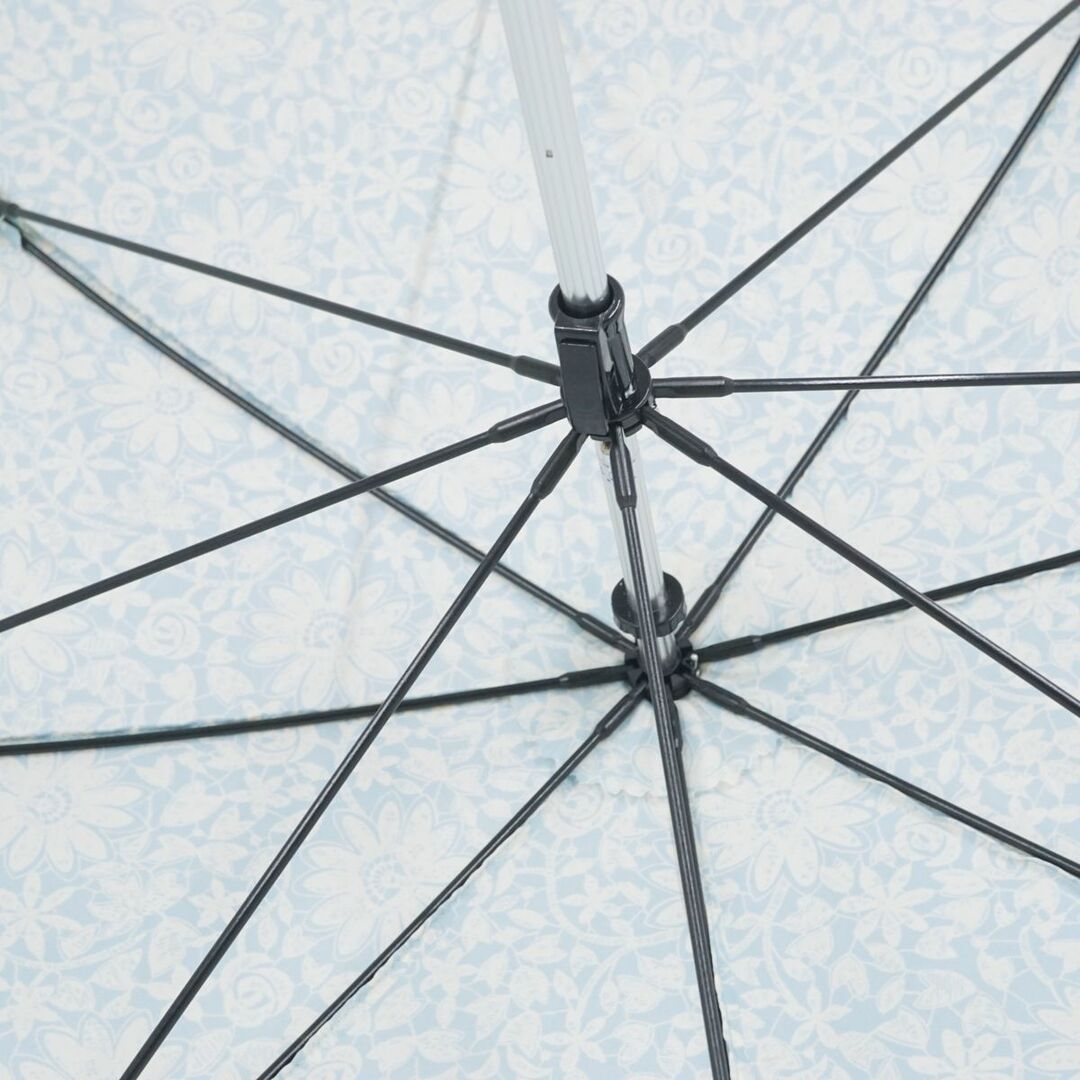 NINA RICCI(ニナリッチ)のNINA RICCI ニナリッチ 傘 USED美品 フラワープリント 花 グラスファイバーフレーム ブルー 60cm T  A9786 レディースのファッション小物(傘)の商品写真
