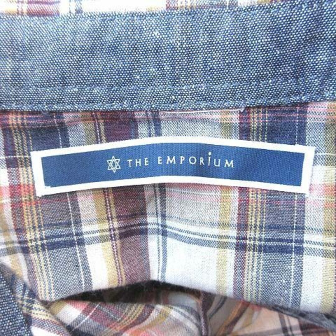 THE EMPORIUM(ジエンポリアム)のジ エンポリアム シャツ 五分袖 ロールアップ チェック M 紺 ネイビー レディースのトップス(その他)の商品写真