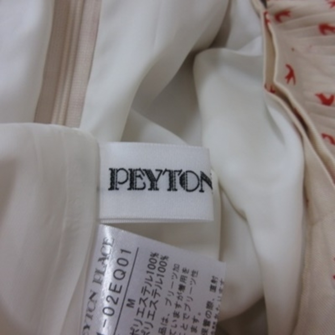 Peyton Place(ペイトンプレイス)のペイトンプレイス プリーツスカート ひざ丈 総柄 M ベージュ 赤 レッド レディースのスカート(ひざ丈スカート)の商品写真