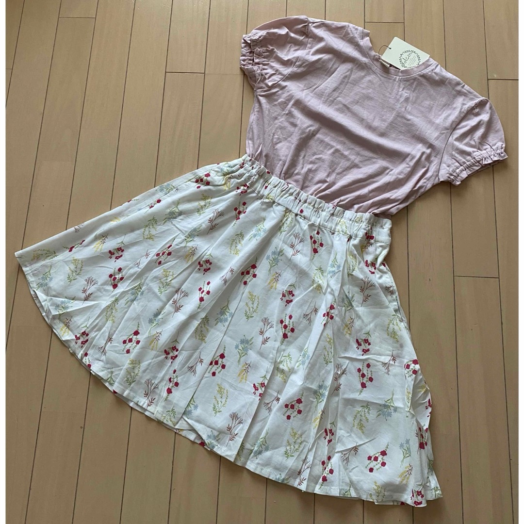 キムラタン(キムラタン)のキムラタン ドルチーナ 花柄ドッキングワンピース 140 キッズ/ベビー/マタニティのキッズ服女の子用(90cm~)(ワンピース)の商品写真