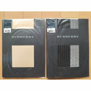 バーバリー(BURBERRY)のバーバリー ストライプストッキング 黒／ベージュ 各1足(タイツ/ストッキング)