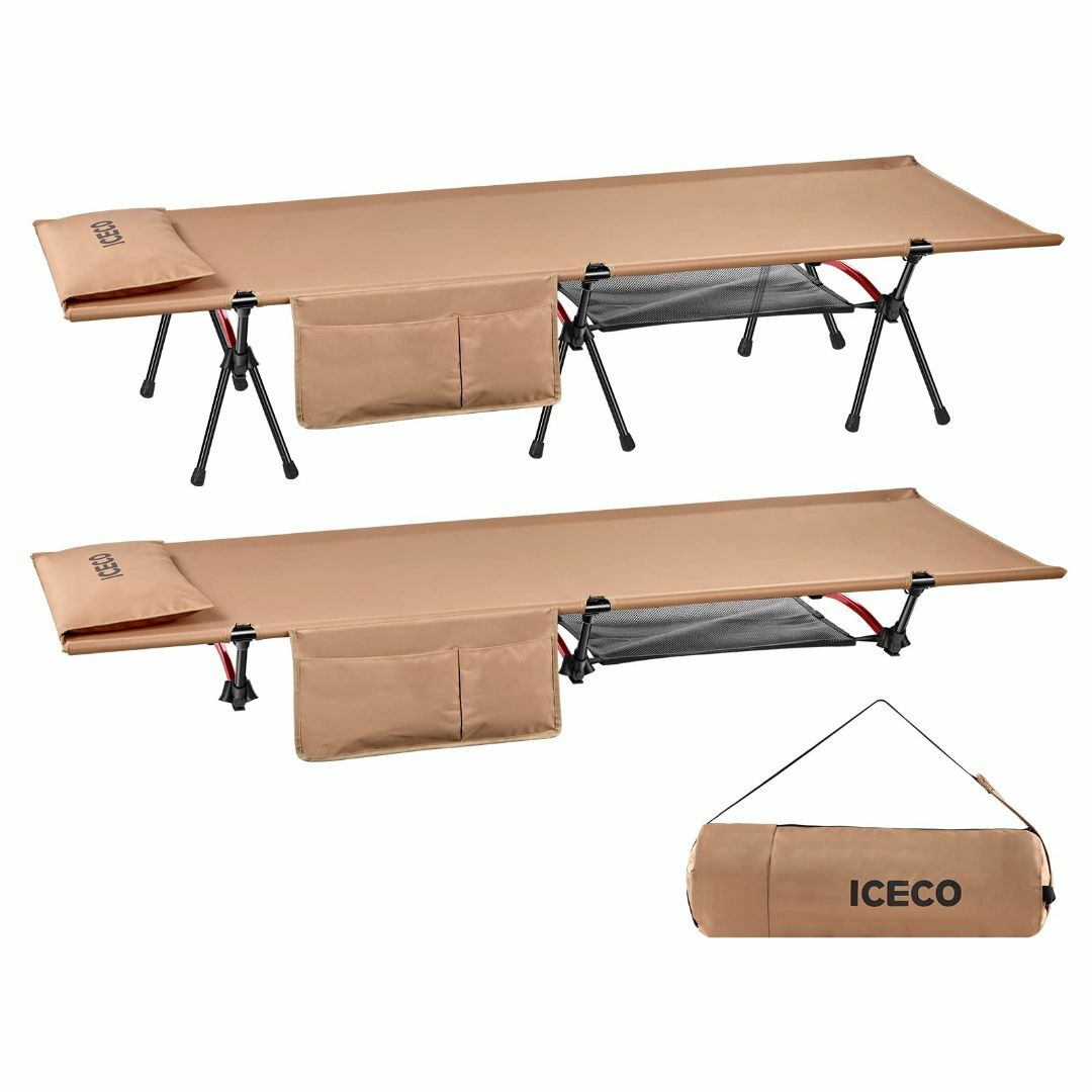 【色: カーキ】ICECO コット 900D 耐荷重180KG 軽量2.8KG