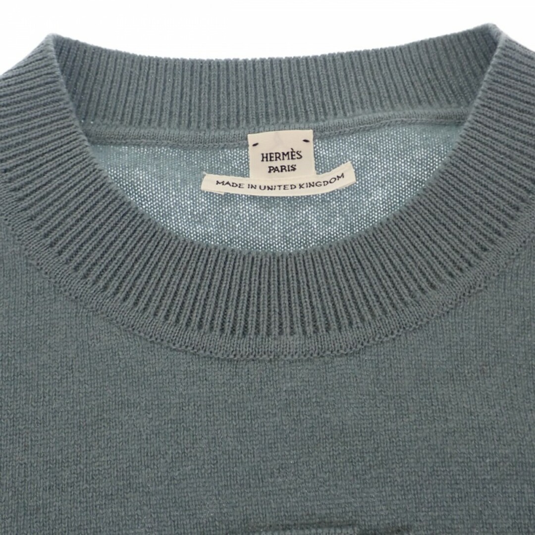 【中古】【Aランク】HERMES エルメス Hリフト 半袖ニット トップス Tシャツ 2H2663D1 カシミヤ100％ Bleu Lichen ブルーライケン サイズ40 レディース 【ISEYA】 レディースのトップス(Tシャツ(半袖/袖なし))の商品写真