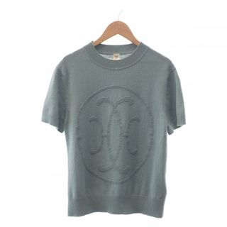 【中古】【Aランク】HERMES エルメス Hリフト 半袖ニット トップス Tシャツ 2H2663D1 カシミヤ100％ Bleu Lichen ブルーライケン サイズ40 レディース 【ISEYA】(Tシャツ(半袖/袖なし))