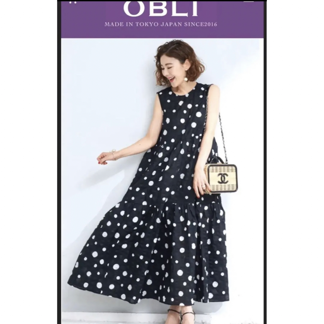 OBLI ドットロングワンピースMS16