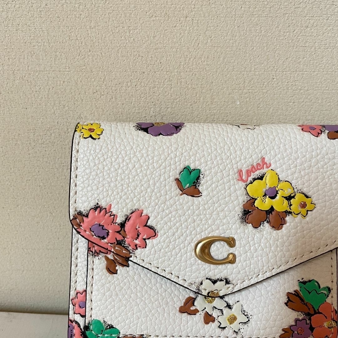 COACH コーチ ミニウォレット ブラウン 花柄