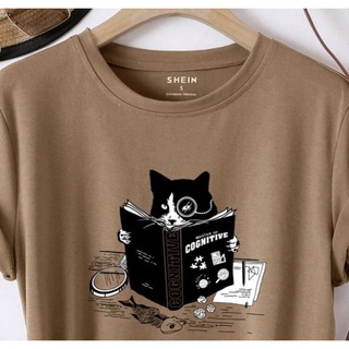 Tシャツ　猫　ネコ　ブラウン　モカ　XL(Tシャツ(半袖/袖なし))