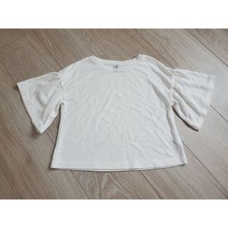 ユニクロ(UNIQLO)のキッズ　110 袖フリル　トップス　ホワイト　ユニクロ　GU　しまむら(Tシャツ/カットソー)